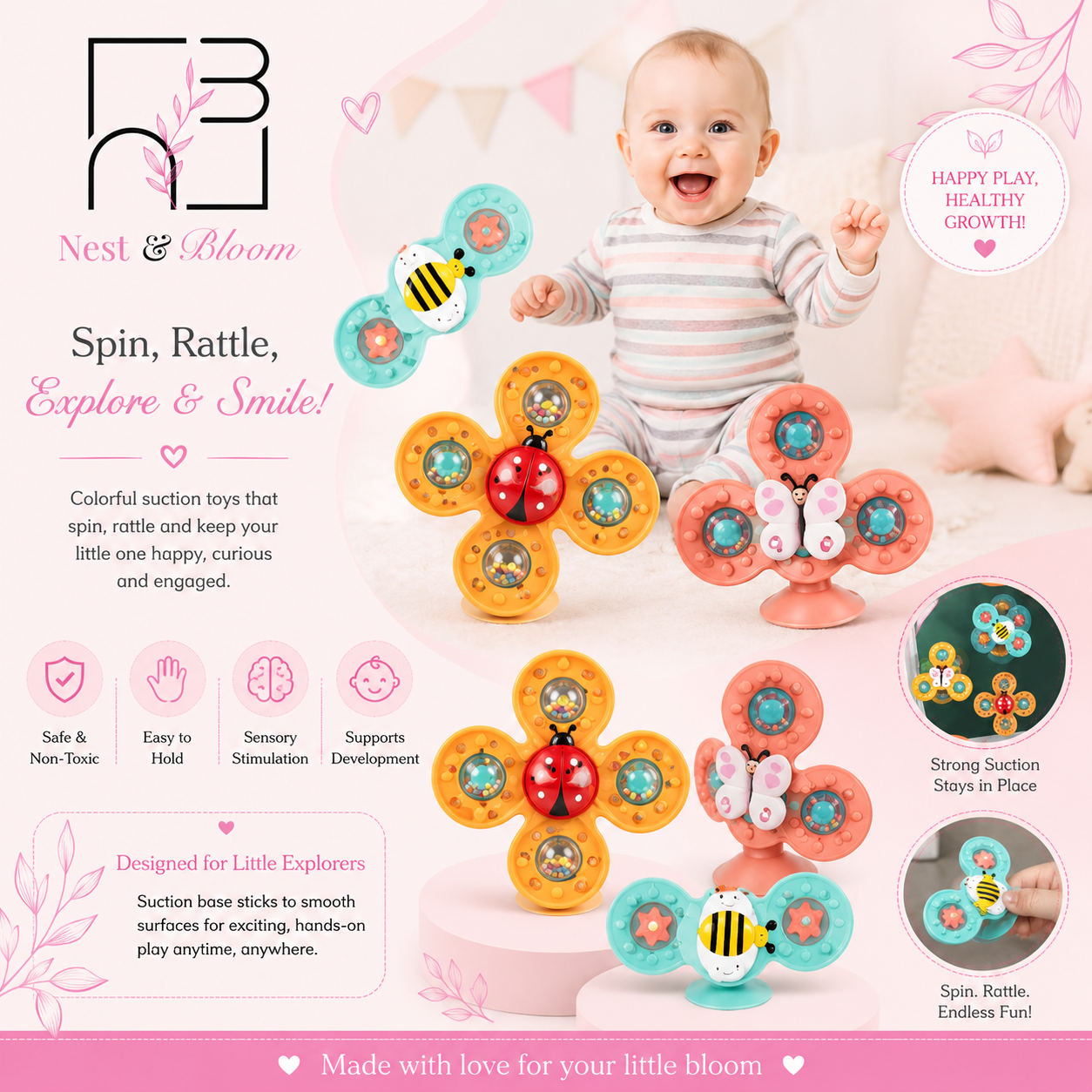 Baby Rattle Spinner Toy Set