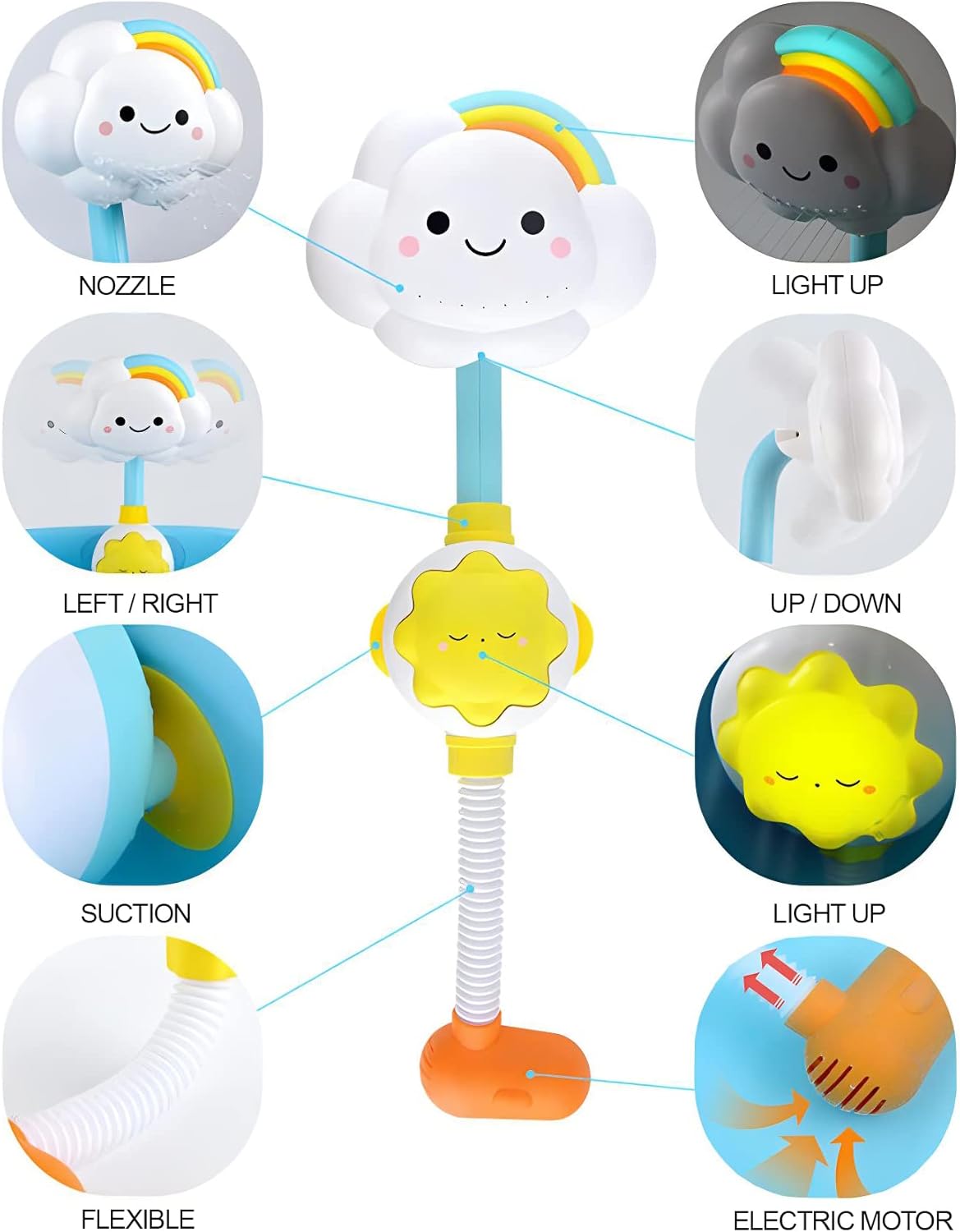 Baby Bath Toys, Children'S Water Bath Toys, Boys And Girls, Infants And Young Children, Manual Rainbow Cloud Spray Shower