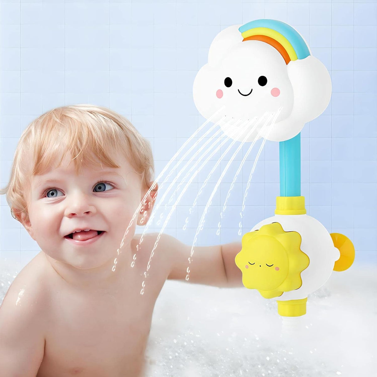 Baby Bath Toys, Children'S Water Bath Toys, Boys And Girls, Infants And Young Children, Manual Rainbow Cloud Spray Shower