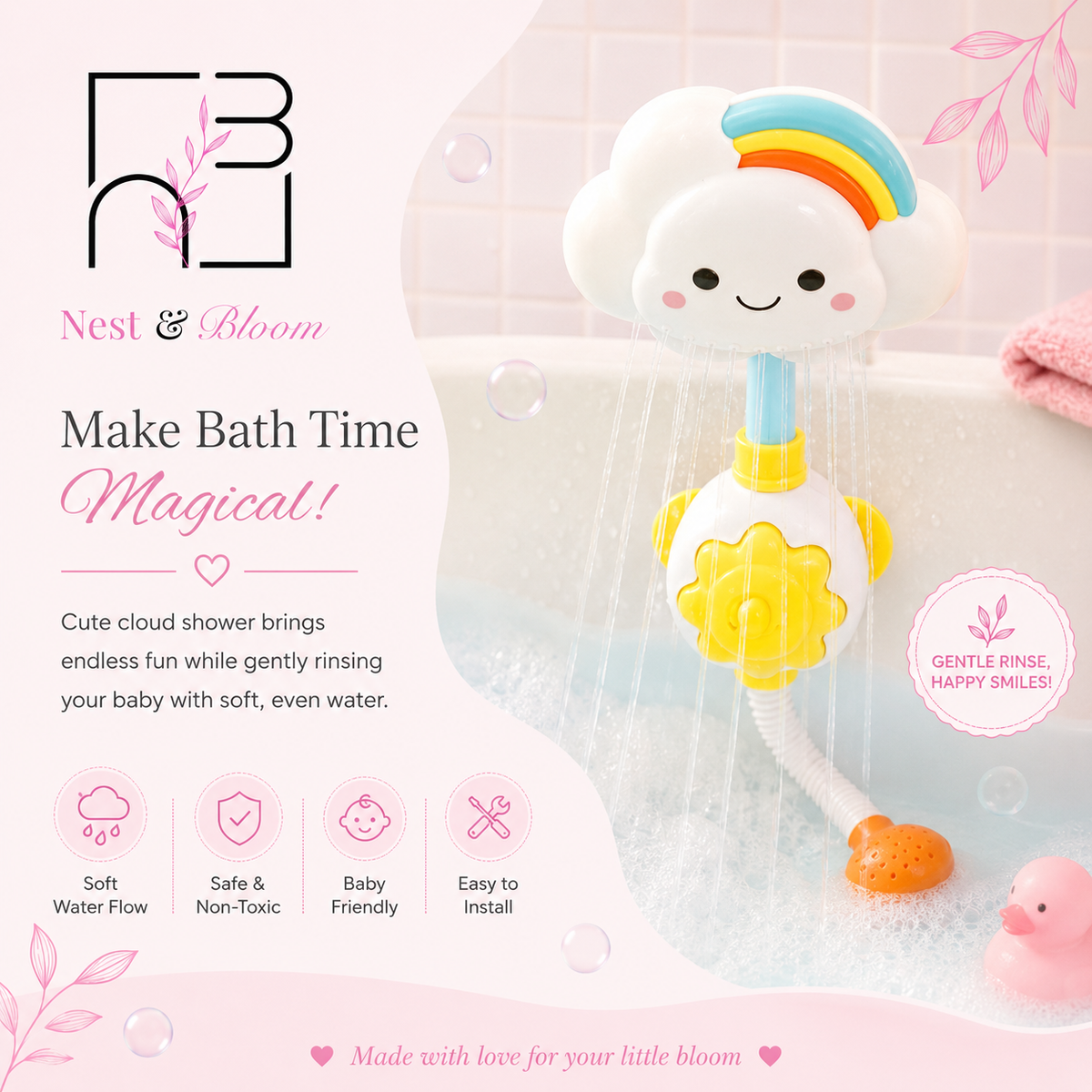 Baby Bath Toys, Children'S Water Bath Toys, Boys And Girls, Infants And Young Children, Manual Rainbow Cloud Spray Shower